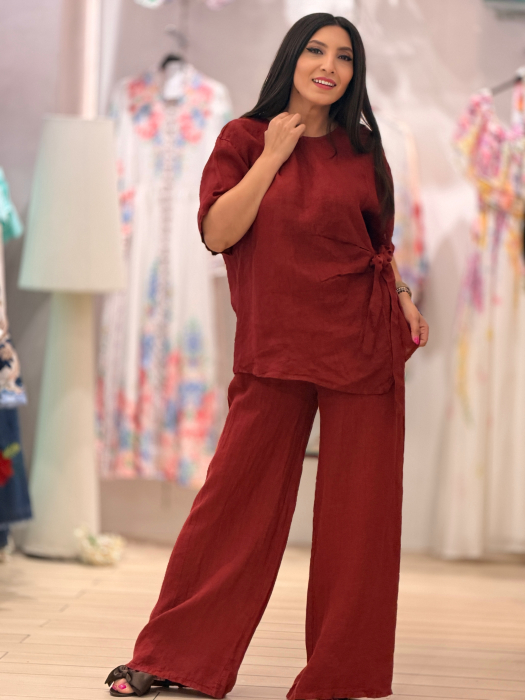 Bluza bordo cu reglaj in talie [3]