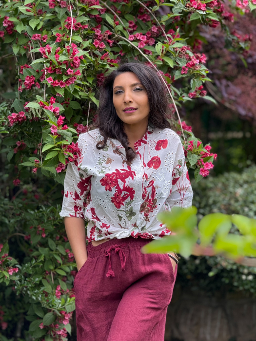 Bluza brodata cu imprimeu floral [5]
