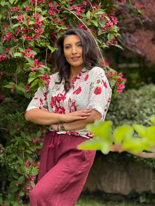Bluza brodata cu imprimeu floral [6]