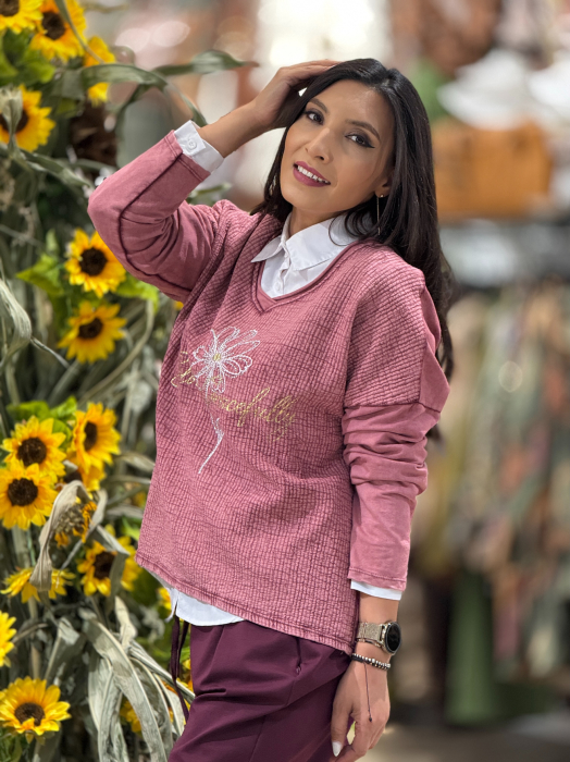 Bluza cu anchior si broderie florala [3]