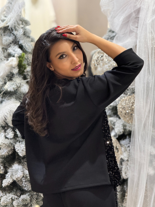 Bluza cu buzunar cu paiete [7]