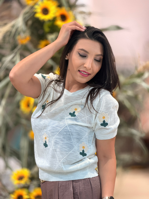 Bluza cu flori tricotate galbene [5]