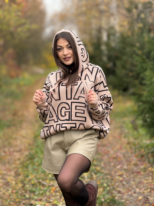 Bluza cu gluga si imprimeu vintage [3]