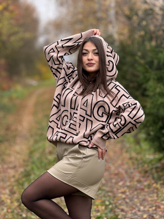 Bluza cu gluga si imprimeu vintage [2]