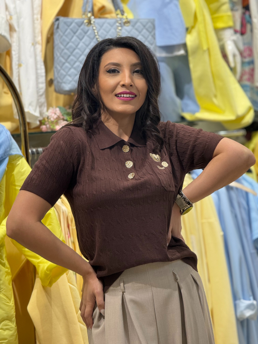 Bluza cu guler si detaliu ursulet brodat [3]