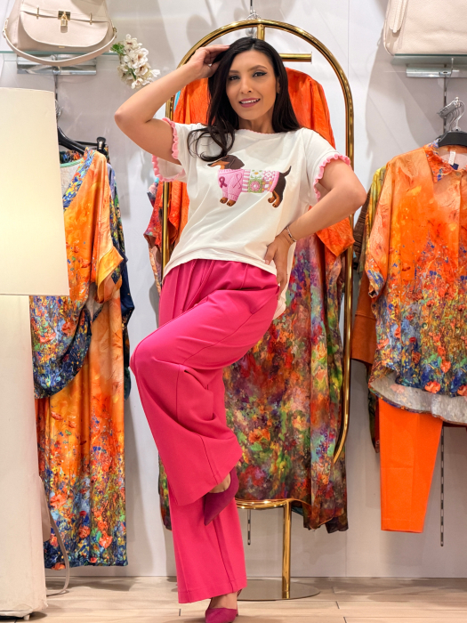 Bluza cu imprimeu caine cu roz [5]