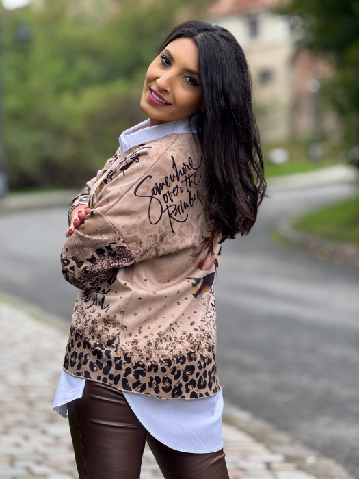 Bluza cu imprimeu floral si animal print [4]