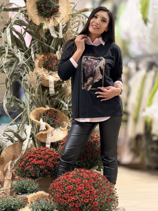 Bluza cu imprimeu floral si pietricele decorative [5]