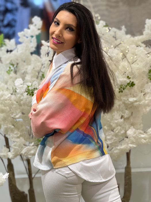 Bluza cu imprimeu fluid multicolor [4]