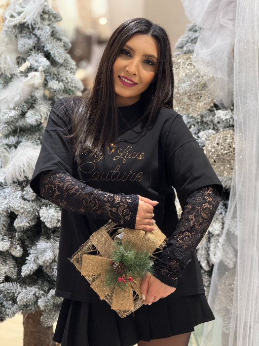 Bluza cu maneca din dantela Couture [3]