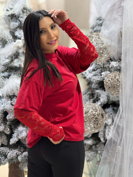 Bluza cu maneca din dantela Couture [6]