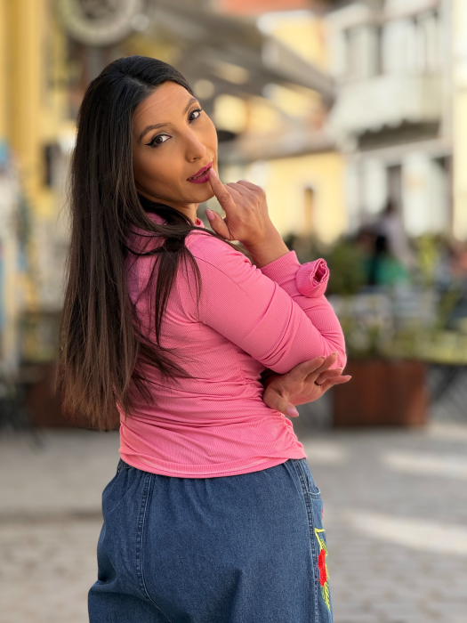 Bluza cu maneci lungi si detaliu floral aplicat [4]