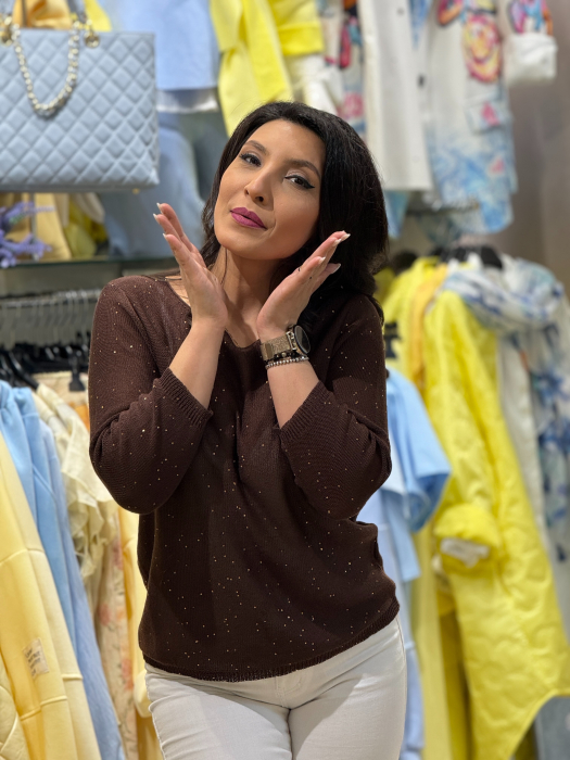 Bluza cu maneci trei sferturi si textura discreta [2]