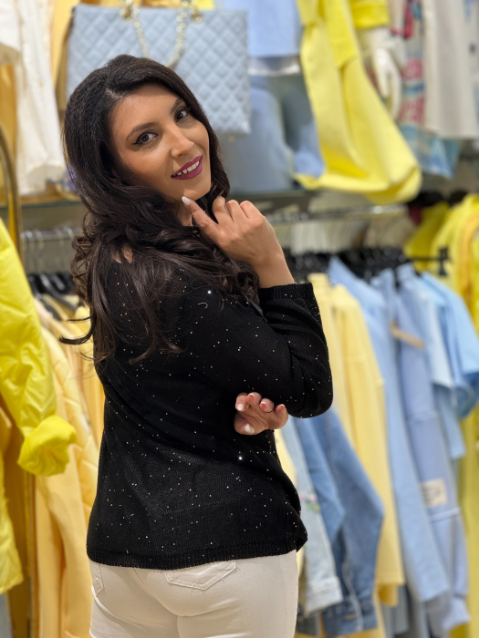 Bluza cu maneci trei sferturi si textura discreta [4]