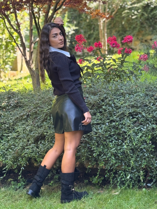 Bluza cu nasturi cu guleras si funda [4]