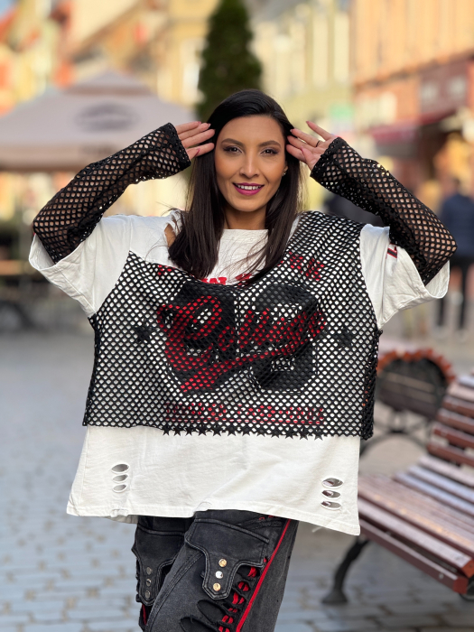 Bluza cu plasa si detaliu rosu [1]