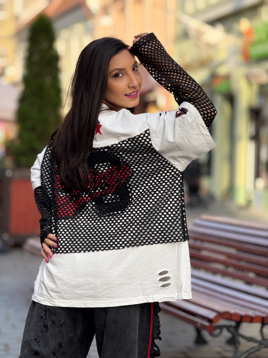 Bluza cu plasa si detaliu rosu [8]