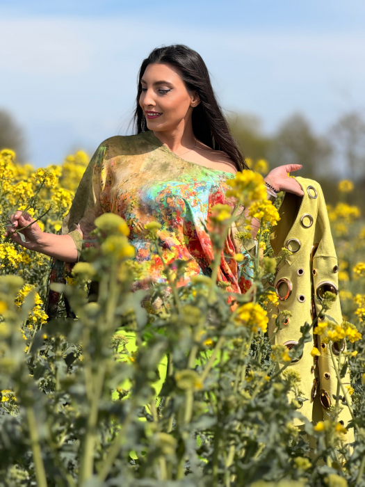 Bluza cu print picasso cu fundita la mana [4]