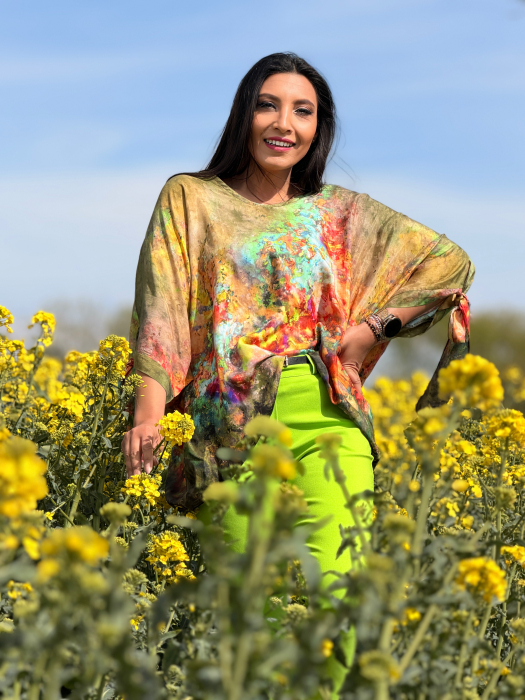 Bluza cu print picasso cu fundita la mana [2]