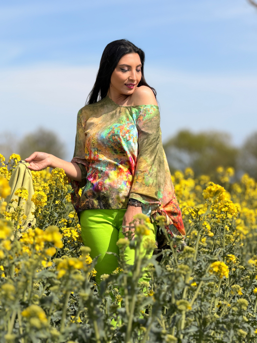 Bluza cu print picasso cu fundita la mana [5]