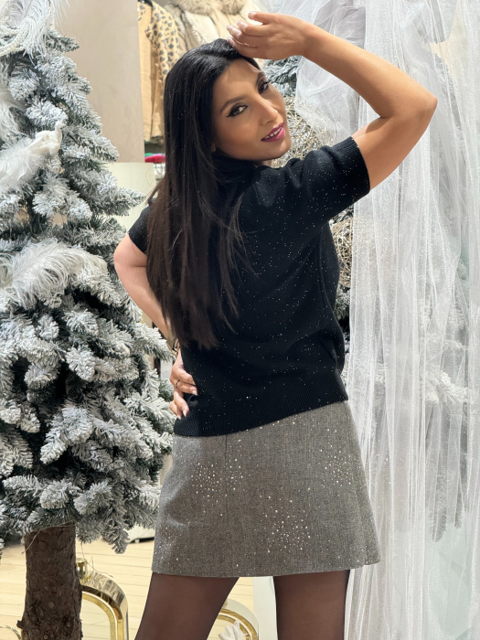 Bluza cu sclipici si maneca scurta [4]