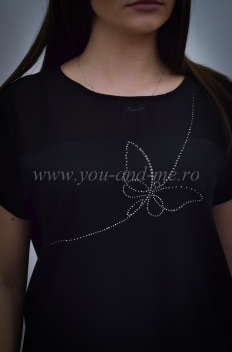 Bluza dama neagra eleganta cu imprimeu fluture [5]