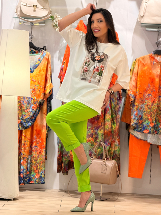 Bluza din bumbac cu fetita cu rochie cu perlute [5]