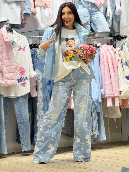 Bluza din bumbac cu imprimeu fata cu cercei [9]