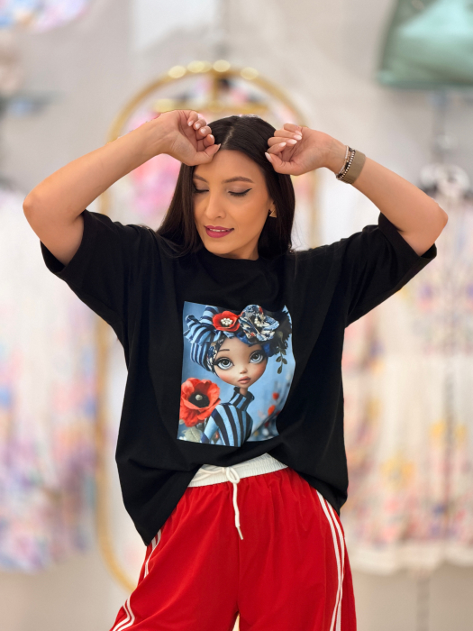 Bluza din bumbac cu imprimeu fata cu maci [2]