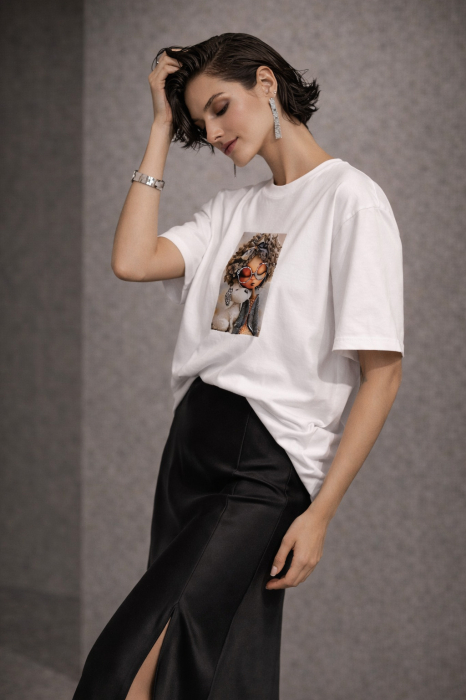 Bluza din bumbac cu imprimeu fata cu ochelari si catel [3]