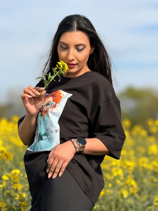 Bluza din bumbac cu imprimeu fayta roscata cu ochelari [2]