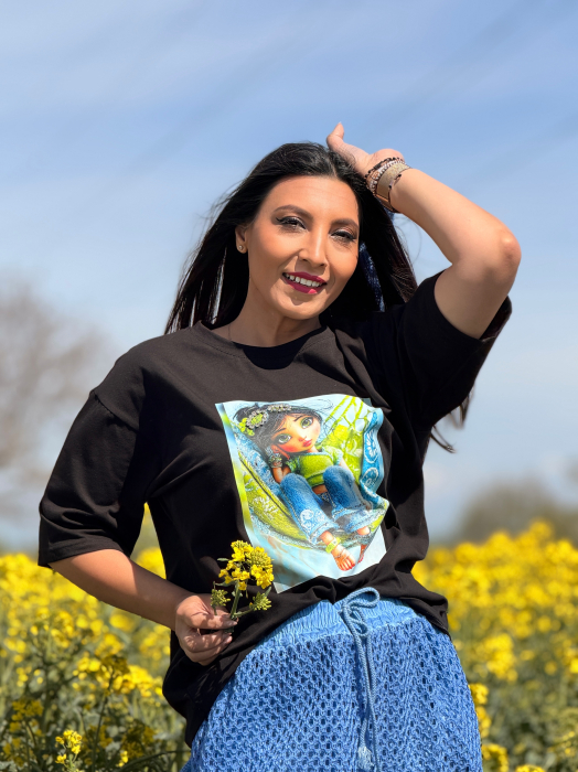 Bluza din bumbac cu imprimeu fetita in hamac [3]