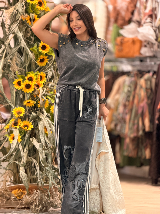 Bluza din bumbac cu pietricele aplicate [4]