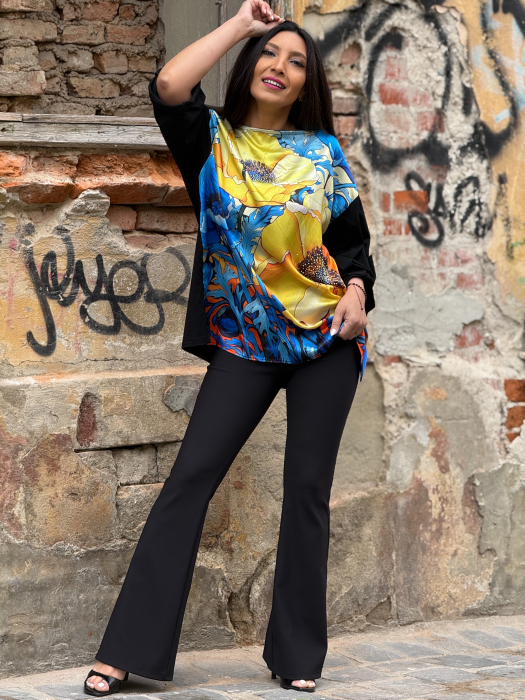 Bluza din bumbac cu print cu galben [6]