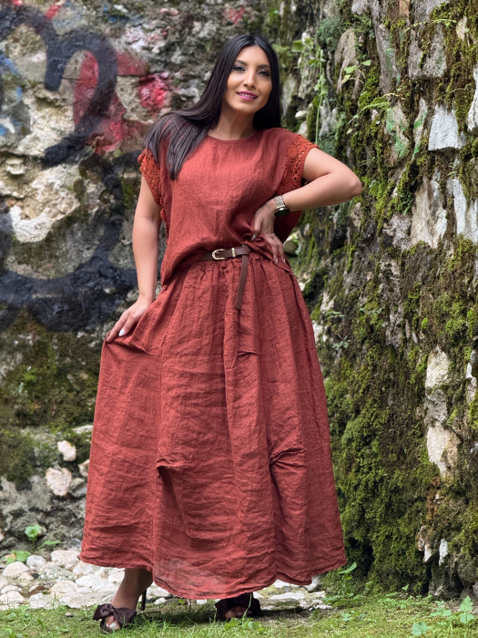 Bluza din in 100% cu dantela la mana [5]