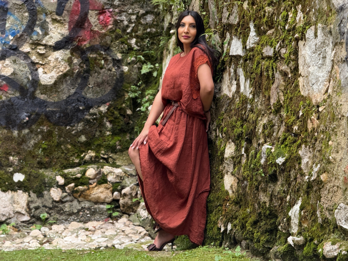 Bluza din in 100% cu dantela la mana [3]