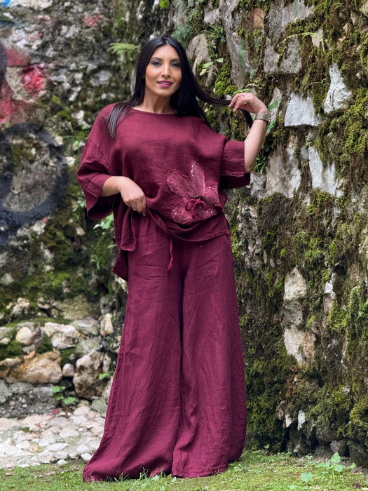 Bluza din in 100% cu floare cu paiete [2]