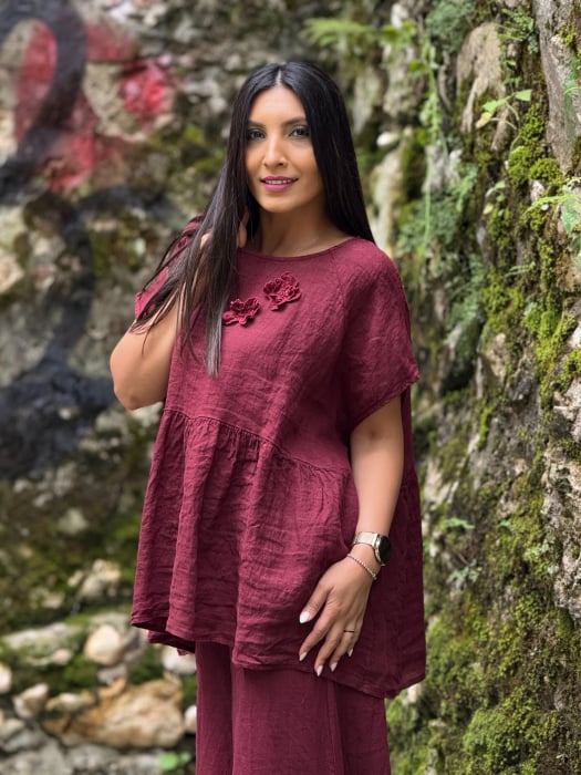 Bluza din in 100% cu floricica [3]