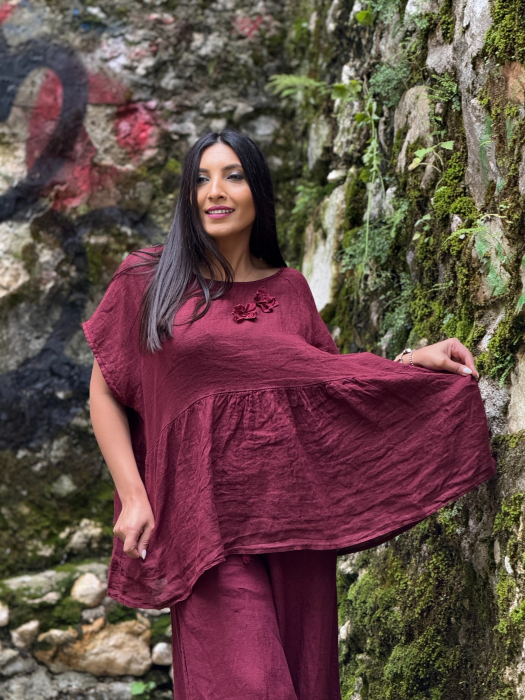 Bluza din in 100% cu floricica [2]