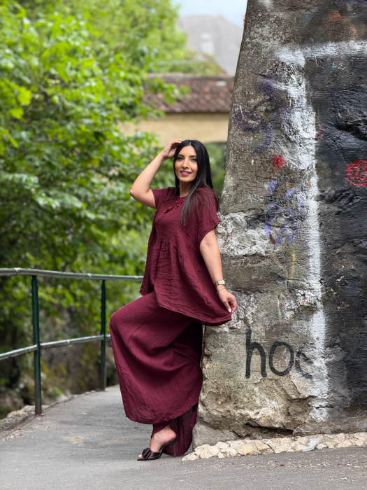 Bluza din in 100% cu floricica [5]