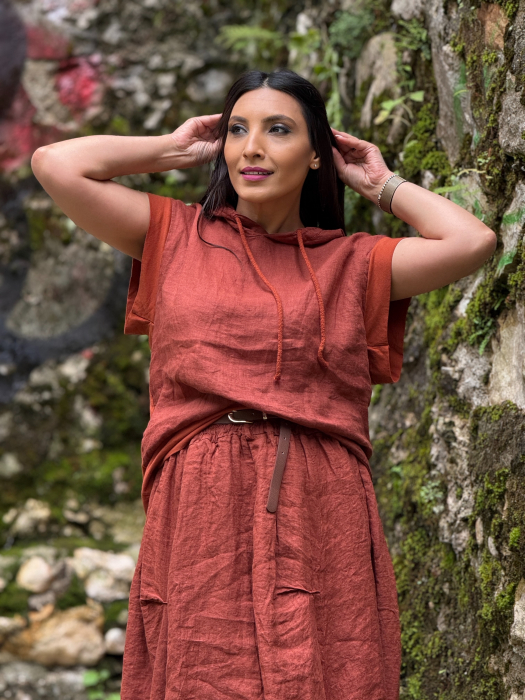 Bluza din in 100% cu gluga [3]