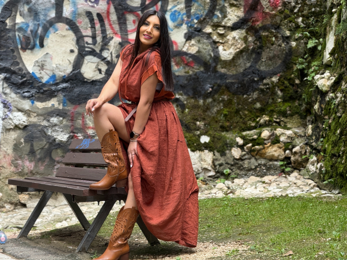 Bluza din in 100% cu gluga [4]