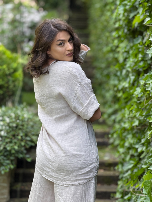 Bluza din in cu decolteu in V [4]
