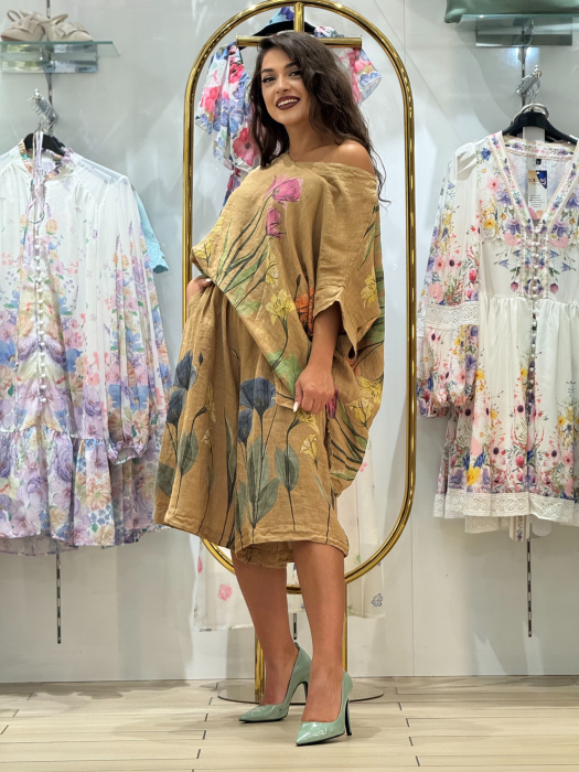 Bluza din in cu imprimeu lalele [4]
