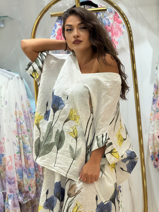 Bluza din in cu imprimeu lalele [2]