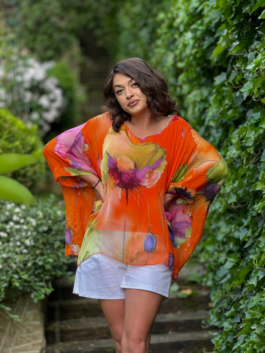 Bluza din matase cu imprimeu floral [4]