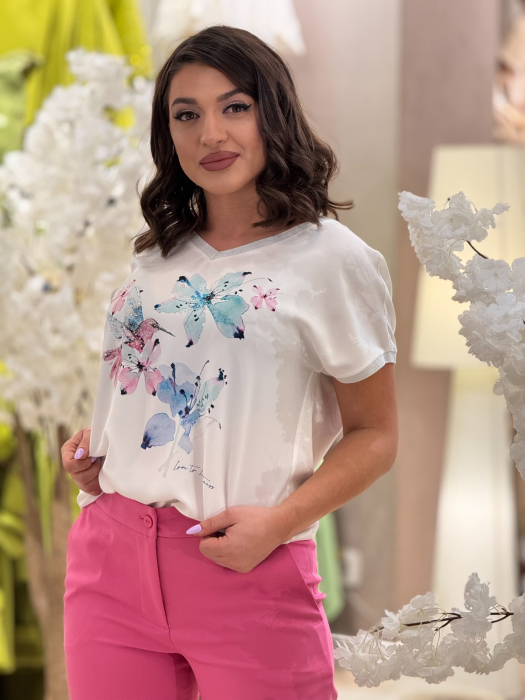 Bluza din vascoza cu flori albastre [2]