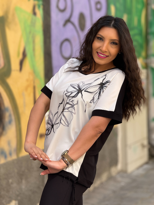 Bluza din vascoza cu flori cu pietricele [8]