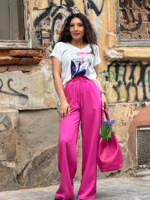 Bluza din vascoza cu imprimeu fruza mov [5]