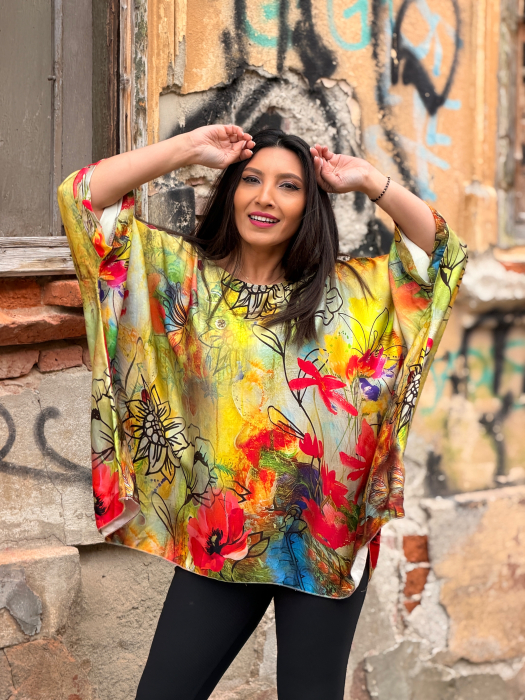 Bluza galbena cu colturi si imprimeu floral [6]